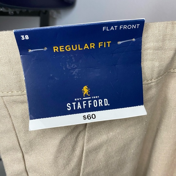 Stanford mens shorts Size 38. Regular Fit Flat Front Linen Cotton Blend.  - Picture 3 of 4